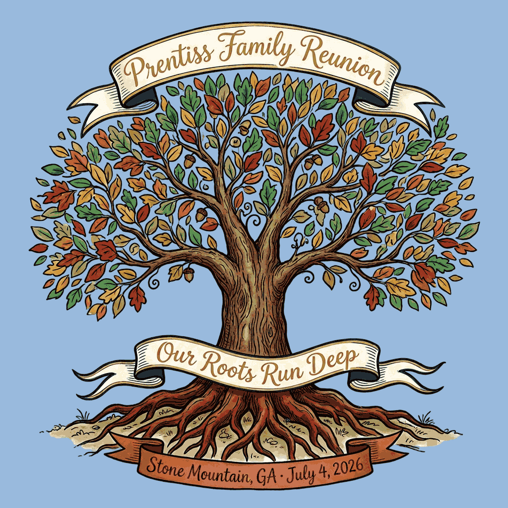 Family tree reunion design on a shirt